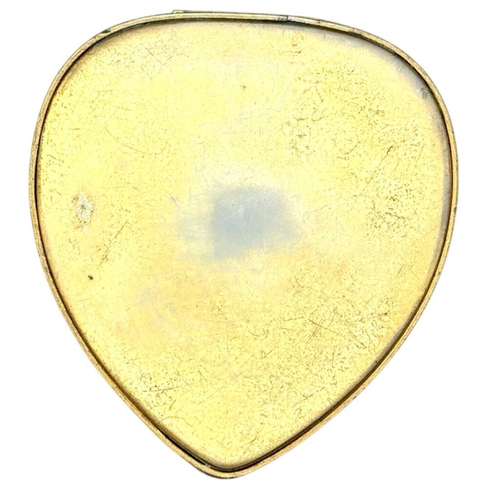 Vintage La Mode Compact Mirror Gold Tone Floral Heart Scalloped Vanity - Picture 4 of 9
